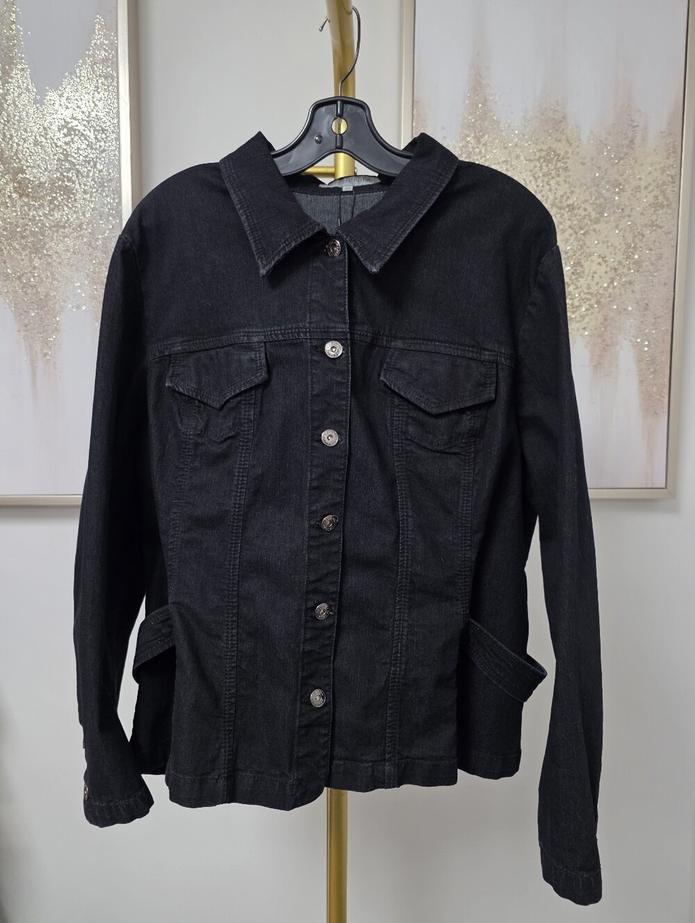 AE Black Denim Embellished Jacket